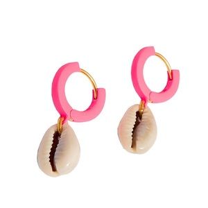 Madewell Cowrie Shell Charm Neon Hoop Earrings